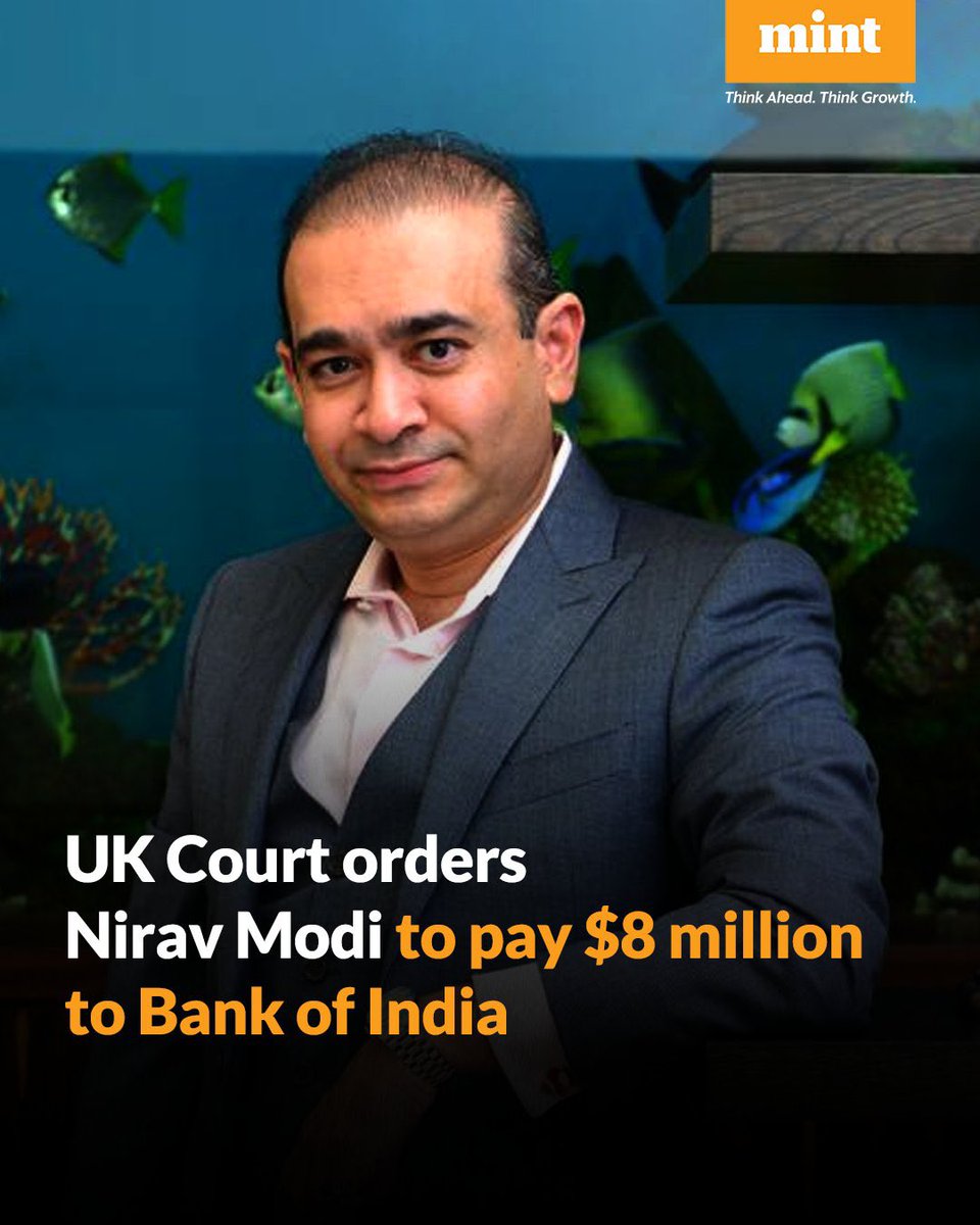 ✍️Bank of India (BOI) 

London High Court  ordered Nirav Modi to pay $8 million to the Bank of India (BOI)

Bank of India zoom on Monday 😀

#Niravmodi #Bankofindia
