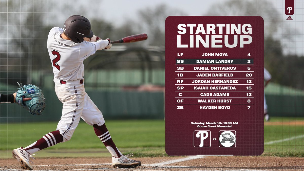 Early morning matchup against Atascocita.

🆚 Atascocita
⏰ 10:00 AM
🏟️ Goose Creek Memorial

#BleedMaroon