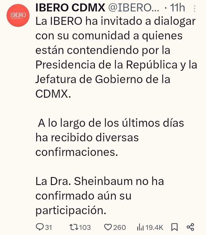 ClaudiaShitbaum's tweet photo. Le confirmo a la @IBERO_mx que después de analizarlo con mi equipo, consideramos que no existen las garantías suficientes de que habrá un público controlado y preguntas a modo para desarrollar mis propuestas como candidata aspirante a la presidencia de la república, por tanto al no existir las condiciones para que pueda ejercer mi derecho a la manipulación de las audiencias y no contar con el respectivo permiso del señor presidente de la república NO ASISTIRÉ ni avalaré su artimaña de pretender sustraer ni un solo punto de mi ventaja artificial en las encuestas. 

Gracias por la invitación. 

#QueSigaLaCorrupcion