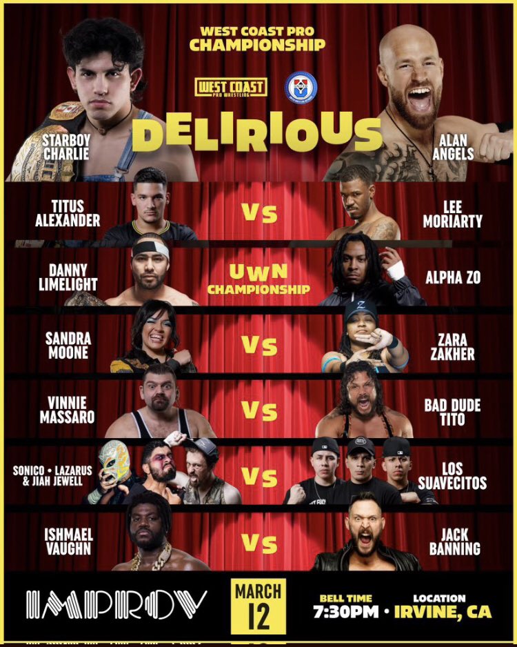 WCProOfficial's tweet photo. IRVINE, CA!!! JUST 3 DAYS AWAY!  

West Coast Pro x UWN

DELIRIOUS

Tuesday, March 12th 2024!
Irvine Improv
TICKETS: https://t.co/Fc2yrydtHT https://t.co/zA5AMgkJRp