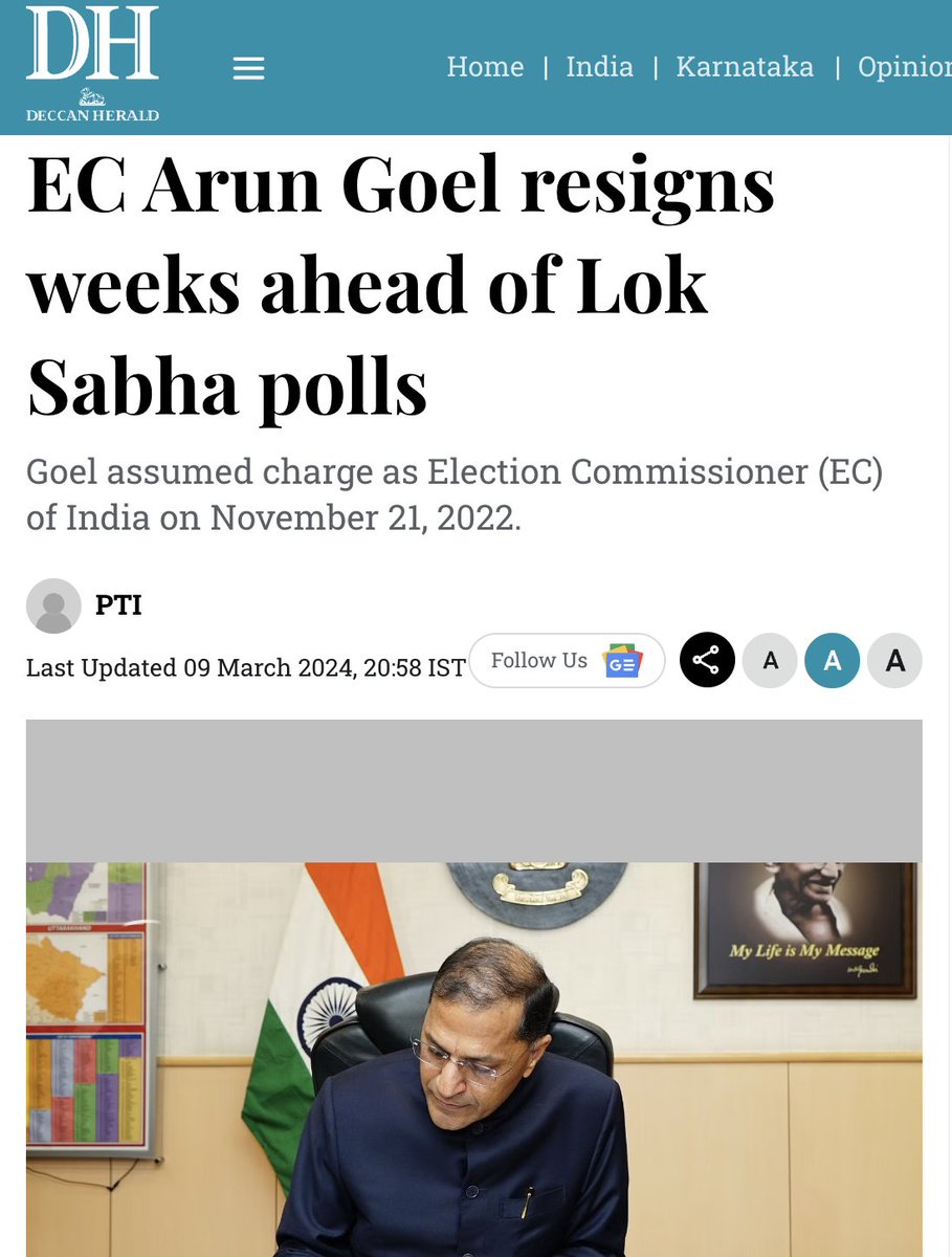TheDeshBhakt's tweet photo. "Following the retirement of Anup Pandey in February &amp; Goel's resignation, the three-member EC panel has now only Chief Election Commissioner Rajiv Kumar."
The Mother of Democracy is heading into elections with ONE Election Commissioner 😂 
Fuckiri Pro Max
https://t.co/xbGnLNcB9Q https://t.co/Kv3PXcqYCJ