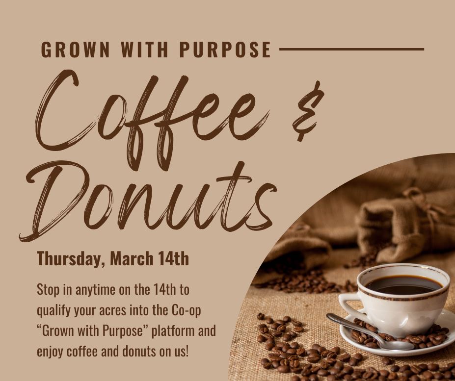 CoopAgroWetask's tweet photo. Get your farm certified with 4R through our Grown with Purpose Coffee & Donuts day March 14th @ the Wetaskiwin Co-op Agro location https://t.co/74QhXMters