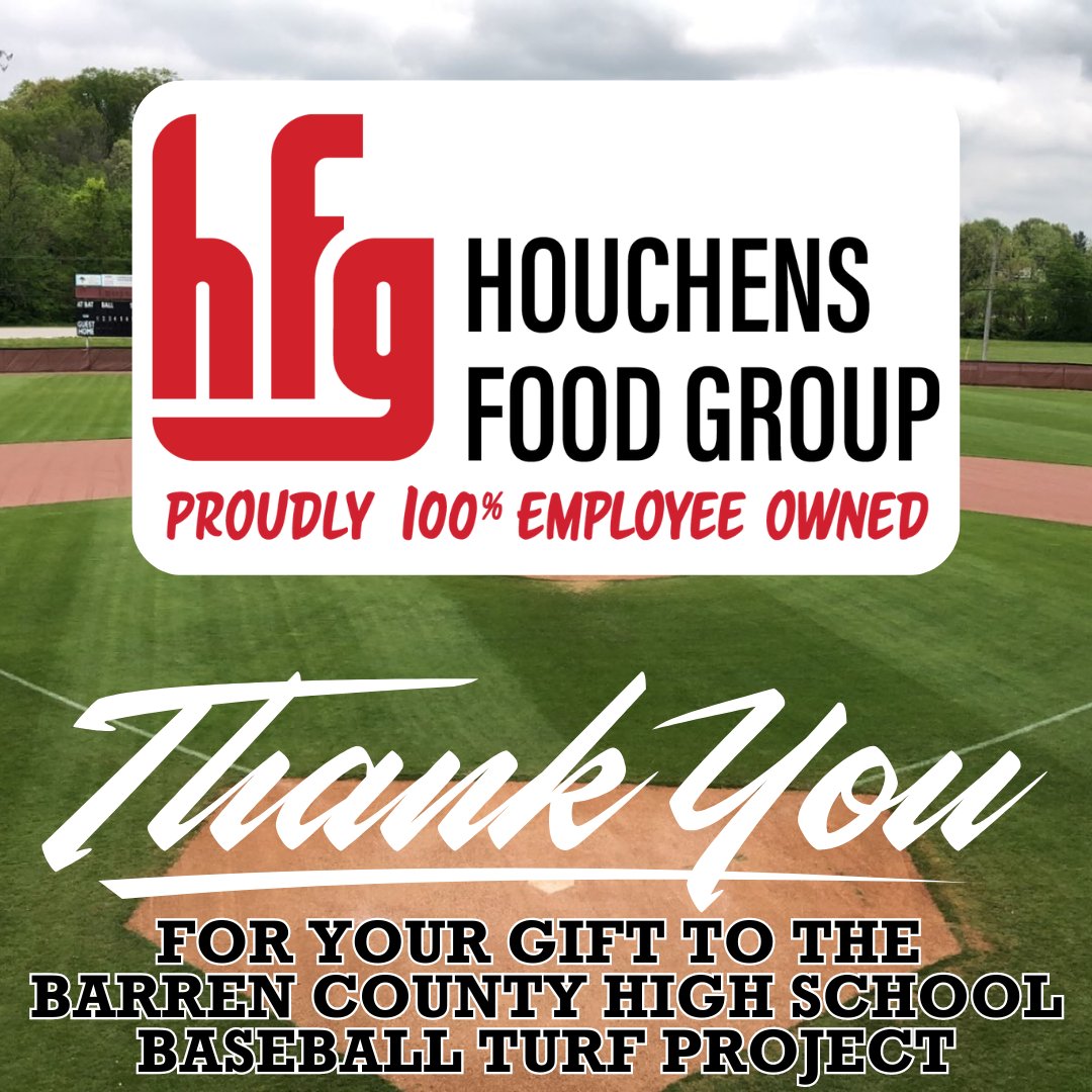Thank you to Houchens Food Group for helping make the BCHS Baseball Turf Project a reality! If you want to help support #SupportOurSoar, contact Krista Steenbergen at krista.steenbergen@barren.kyschools.us

#WeareBC #BCHSBaseball