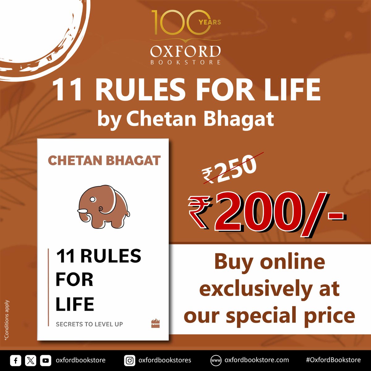 Bestselling author @chetan_bhagat is back with his latest masterpiece, ‘11 Rules For Life: Secrets to Level Up’, a no-holds-barred book that will transform your life. @HarperCollinsIN Buy here at our special price: oxfordbookstore.com/product-detail… #11RulesForLife #ChetanBhagat