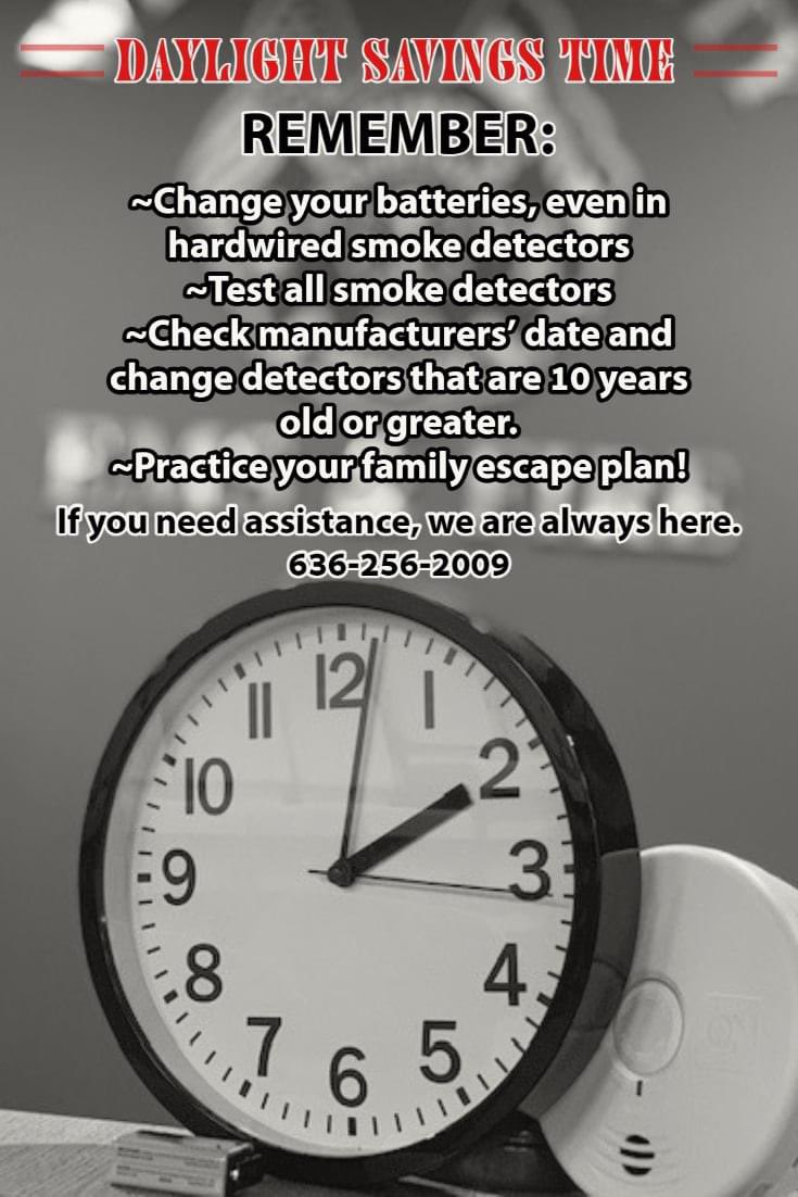 WESTCOUNTYFIRE's tweet photo. Don’t forget to check your smoke detectors tomorrow when you change the clocks! If you need help, give us a call. https://t.co/0mHiXqOgOT