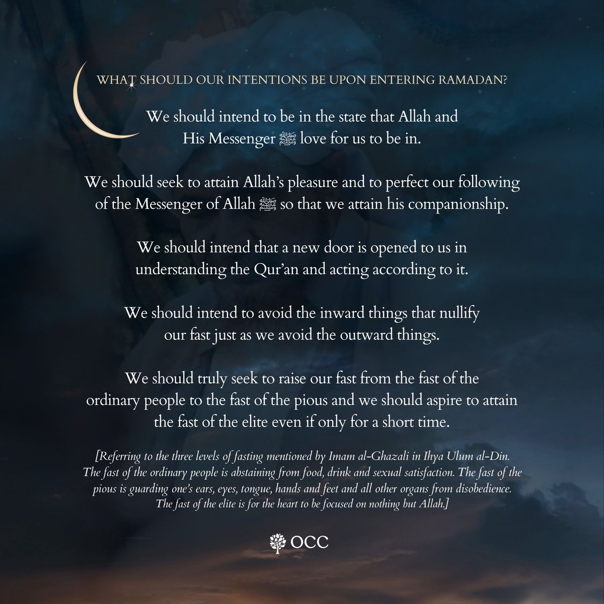 OCC_Luton's tweet photo. Ramadan — رمضان 

Intentions upon entering Ramadan answered by Sayyidi Habib Umar bin Hafiz (may Allah protect him and benefit us by him)

#ramadan #fasting #blessings #tarim #yemen #ummah #believers #islam #worship #forgiveness #mercy #intentions #God #gooddeeds #reward https://t.co/O1X74R5yOv