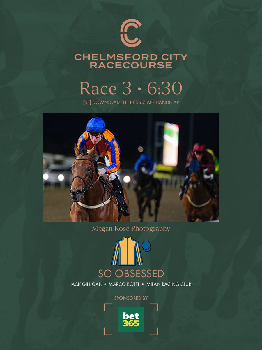 6:30pm Result: Congratulations to So Obsessed who wins the “Download The bet365 App Handicap” (T) Marco Botti (J) Jack Gilligan (O) Milan Racing Club 1️⃣ So Obsessed 2️⃣ Ludberg 3️⃣ Tenet