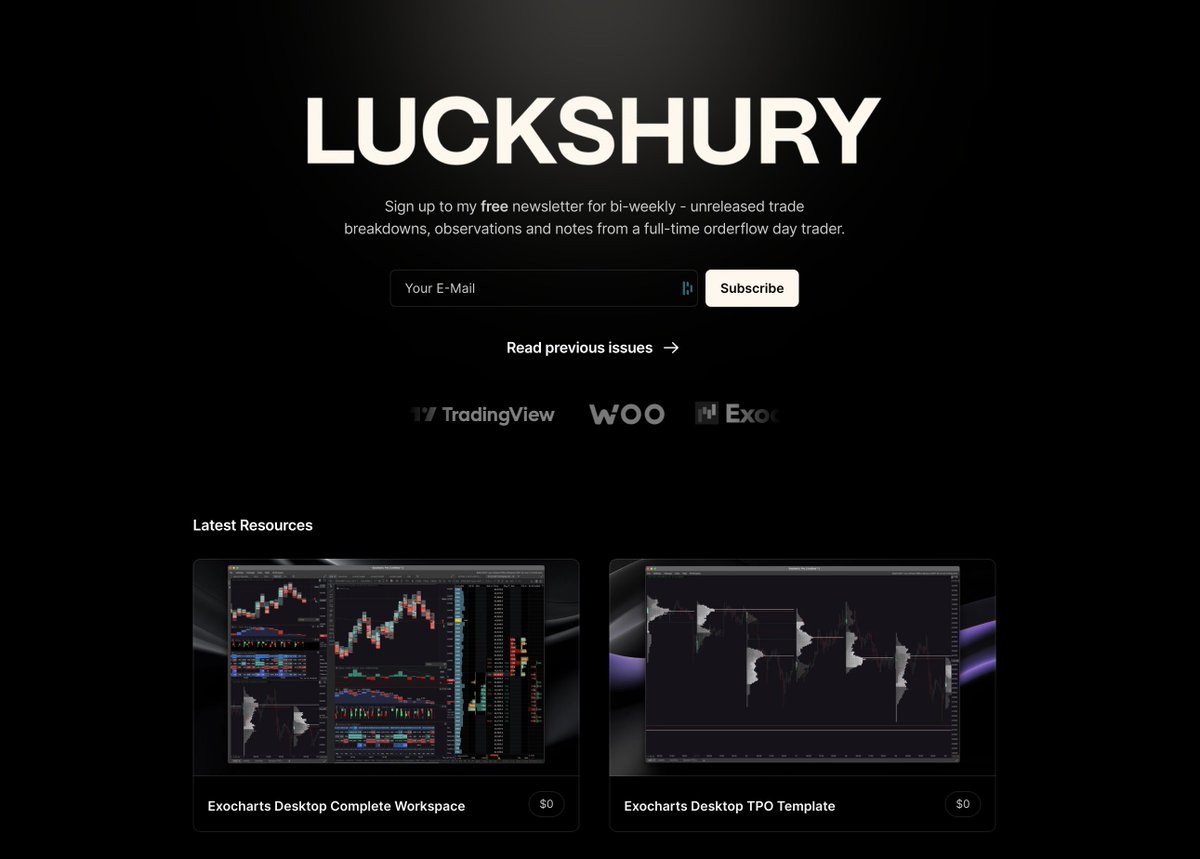 Luckshuryy's tweet photo. [pinned]

everything is free

youtube 
https://t.co/V8JtazPACW

free exocharts course + membership + cmm
https://t.co/tHuLWUYAOc

exocharts templates/workspaces
https://t.co/HkxHWDWX5e

newsletter
https://t.co/lzwbBRMoam

tools/indicators
https://t.co/yrcLsMUfEq

woo x 
https://t.co/F4mBD07lV6

discord
https://t.co/MvxQfAamrl