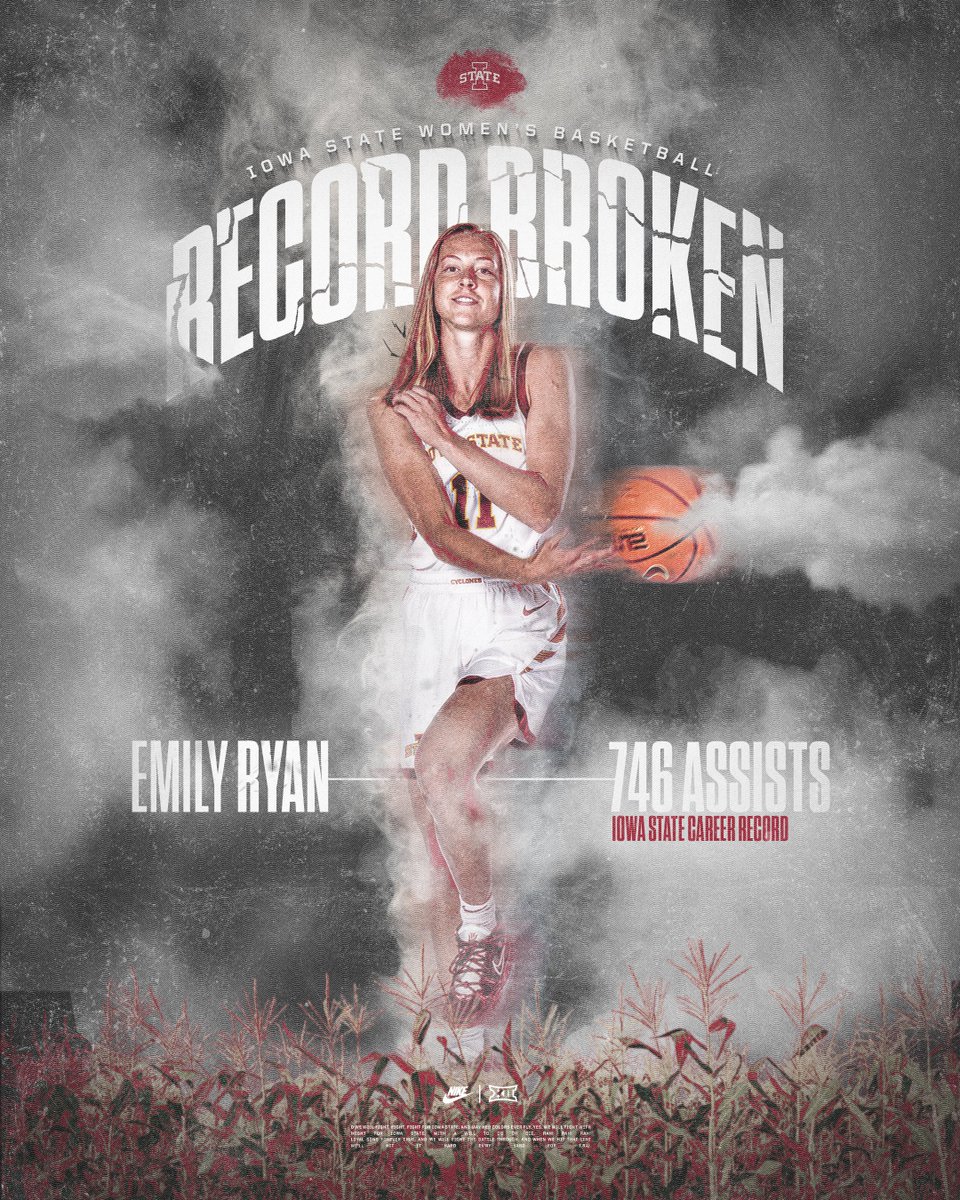 🚨 𝑹𝒆𝒄𝒐𝒓𝒅 𝑩𝒓𝒆𝒂𝒌𝒆𝒓 🚨

With her 10th assist today and the 746th of her career, <a href="/ryan_emily11/">Emily Ryan</a> is now the owner of Iowa State's all-time assists record! 

🌪️🏀🌪️
