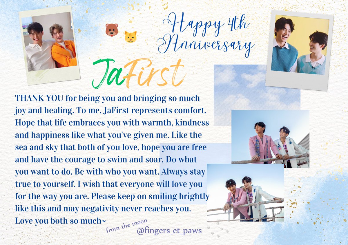 fingers_et_paws's tweet photo. 😊💚🧡 #JaFirst
"Let the sky take good care of you
And there's no such thing as disheartening
Just the wind, it's me"
— 🎶 ท้องฟ้า (Sky) by Paper
#4thYearWithJaFirst #จาเฟริสท์ #JaPhachara #First_Chalongrat https://t.co/Z6oHGSLkar