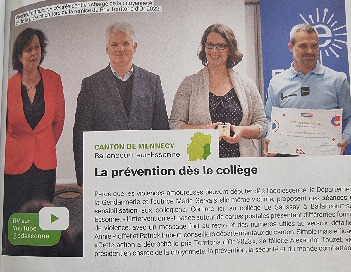 TOUZETalexandre's tweet photo. Dans le mag. du @CDEssonne, retrouvez des actions qui animent mon quotidien d'élu : prévention dans les collèges sur les violences dans les jeunes couples, dialogue interreligieux et soutiens aux communes du #CantonArpajon (#boissysoussaintyon et #torfou).
#cantonarpajonlardy https://t.co/vO03tmRylW