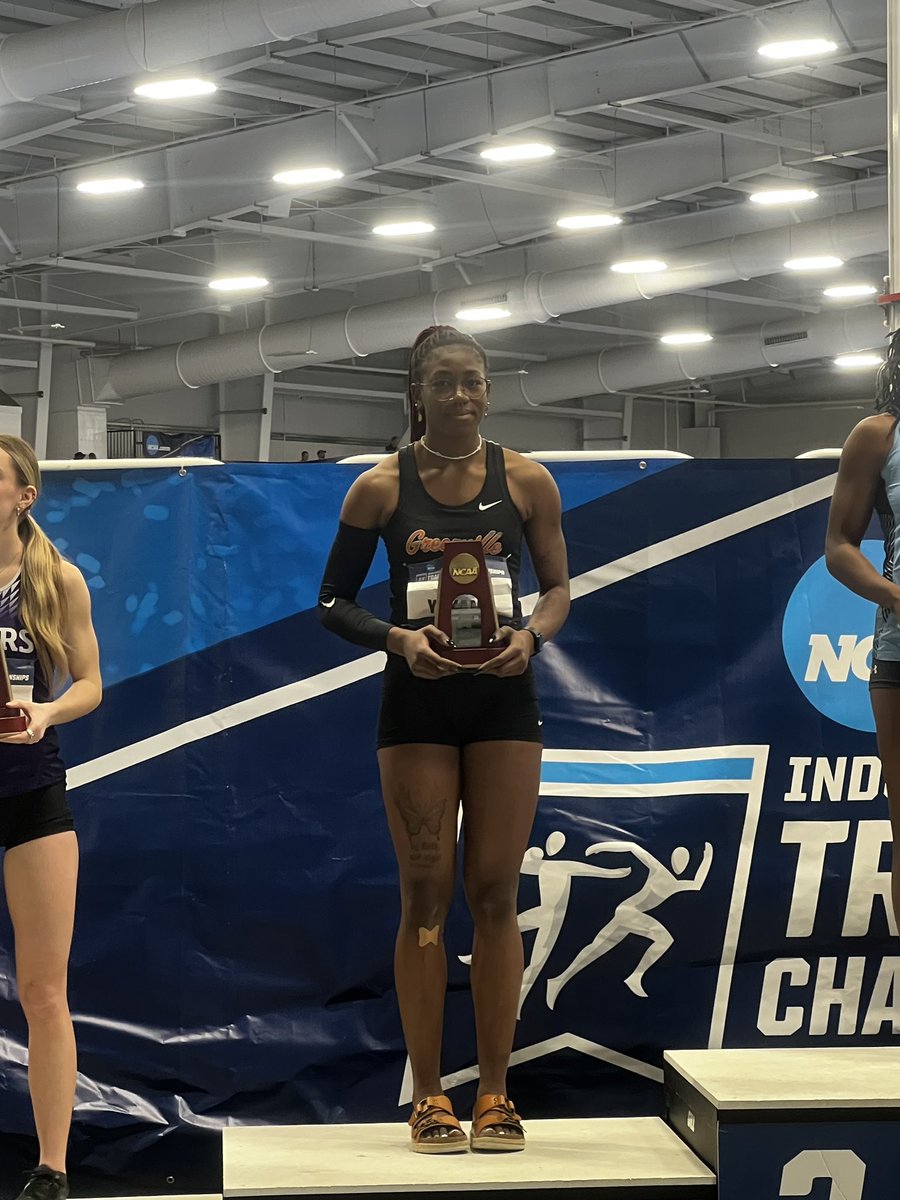 Coach_Wilson_S's tweet photo. Congratulations to Sara &amp; Hiva for representing Greenville with class at the Indoor National Championships. Sara soared to 4th place (5.74m = 18’ 10”) - earning her first All-American honors. Hiva placed 16th in the WT.  Proud of these two ladies and their coaches. Keep striving! https://t.co/kr21vqiWj3