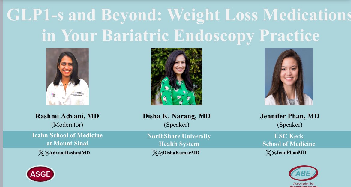 MARK YOUR 📆 for a virtual seminar on #GLPs #BariatricEndoscopy & more! Thank you to the @ASGEendoscopy @ABEbariatric leadership @allie_schulman and @MTPapaD for brining this discussion & expert guests together! Register 🔗 public.asge.org/Public/Events/…