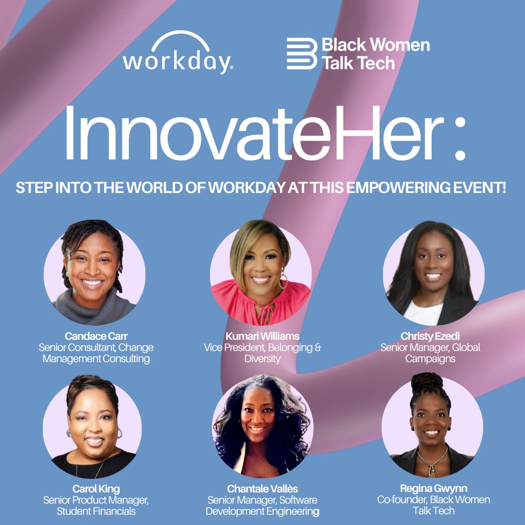 Join us for #InnovateHER on Mar/19! 🌟 Featuring powerhouse speakers Candace Carr, Christy Ezedi, Carol King, and Chantale Vallès, sharing their tech expertise. Moderated by Kumari Williams, VP of Belonging & Diversity, this panel promises engaging insights. Secure your spot now!