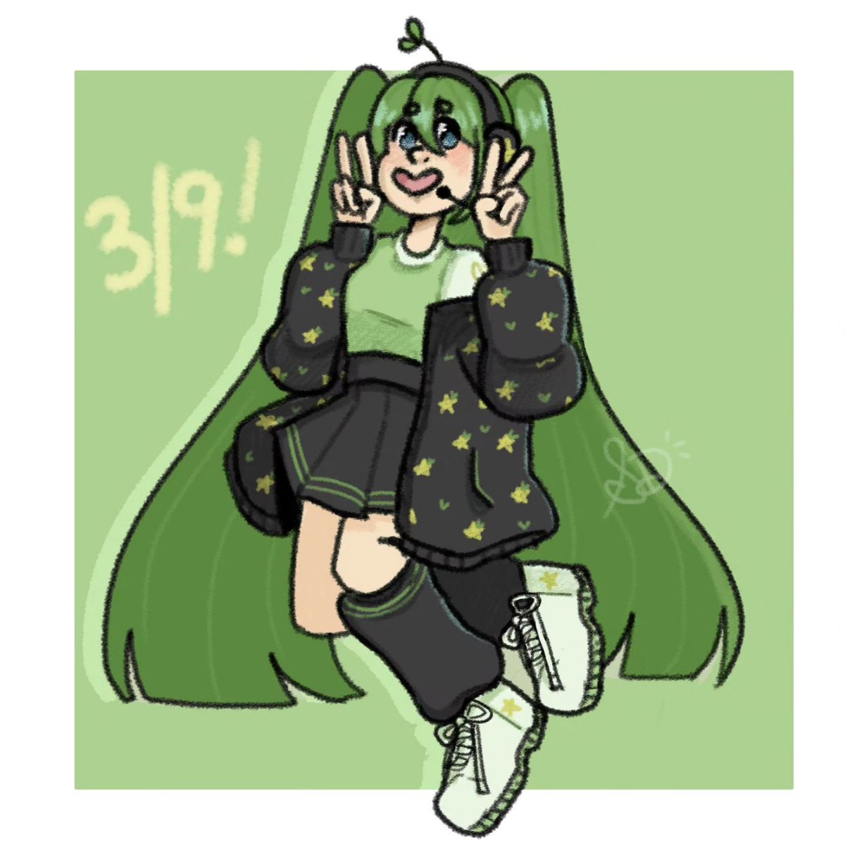 StarfruitD's tweet photo. Happy Miku Day!
I decided to draw a Miku inspired by myself! 
#mikuday #mikuday2024 https://t.co/rMRRFvP8Da