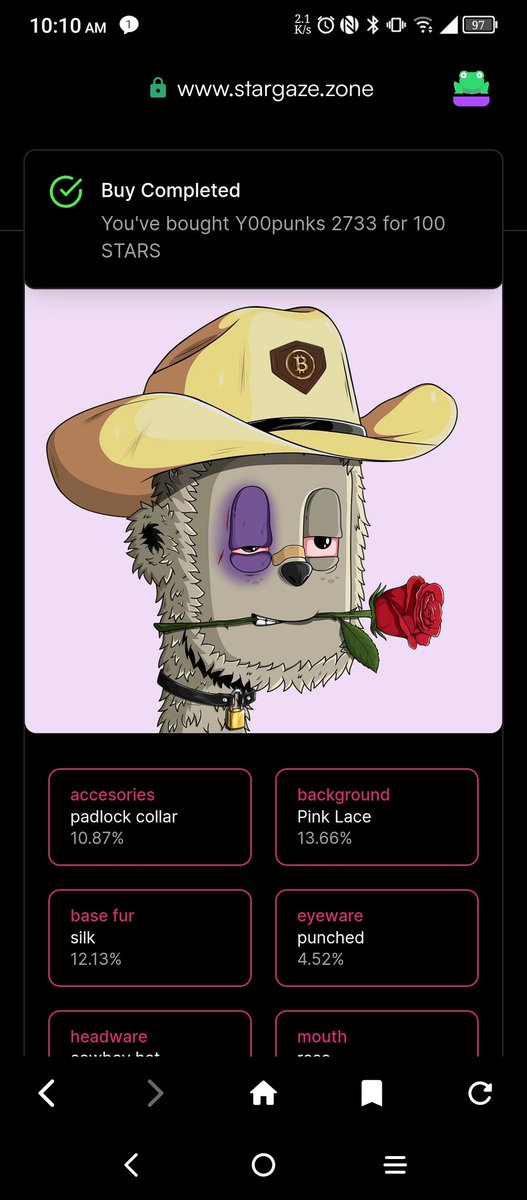 airdropmikenfts's tweet image. Y00punks 2733 on @StargazeZone $STARS stargaze.zone/media/stars1p5… 
I'm going to keep this picture to show people in the future that you could have got these for a hundred Stars #top3 #yoopunks #HOLDchallenge #holders #nftcollectors