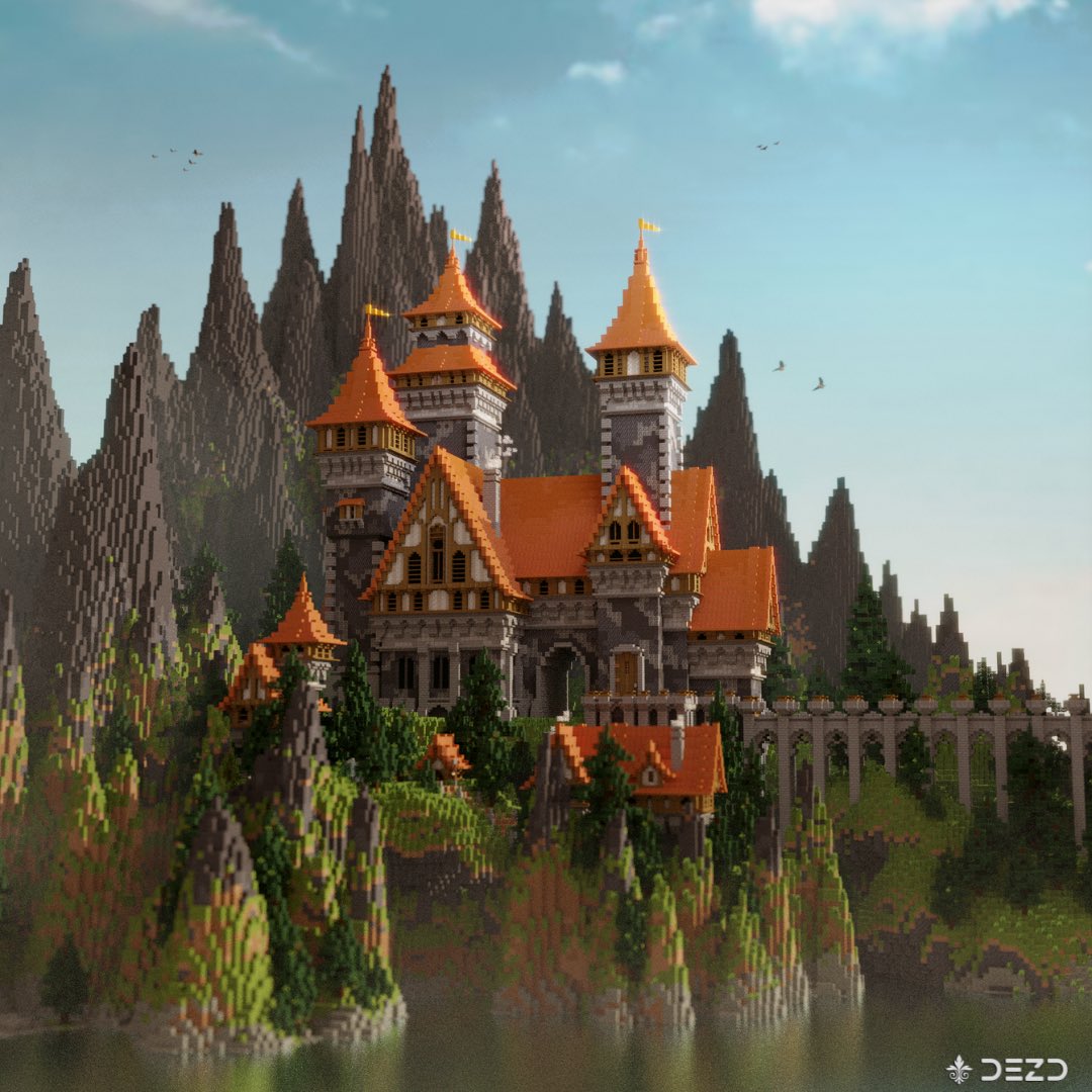 🏰 ACACIA CASTLE 🏰 Built by me. Render by tomm.stein #minecraft