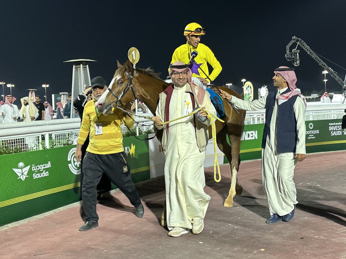 AdolphsonRacing's tweet photo. Tuwaiq Cup @thesaudicup winner BADR comes back on 2 weeks and does it again, even more impressively, in #FoundersDay domestic G1 company @JCSA_Racing. Rated 111 going in, he’s on the rise. The son of Kitten’s Joy is a descendant of the phenomenal Memories of Silver. https://t.co/2jvNkvp1bk