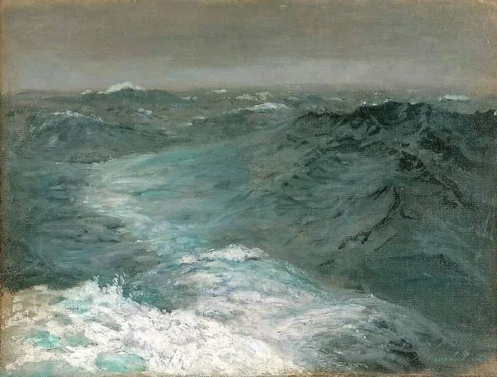 Amanda_Vickery's tweet image. "Mid ocean, mid winter", 1876. Oil on canvas. John Singer Sargent.