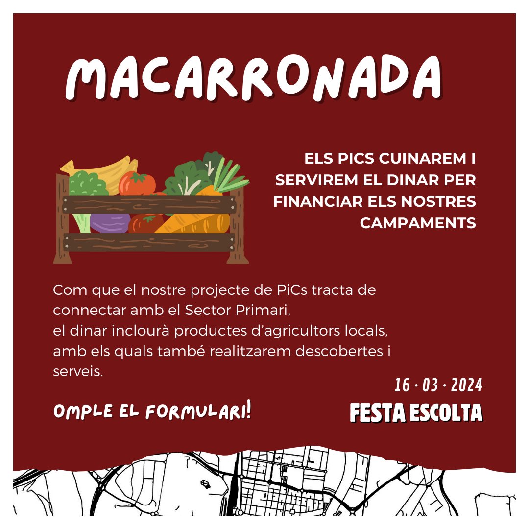 La Festa Escolta 2024 arriba a Granollers el proper 16 de març! 

Aquest any, constarà d'una cursa d’orientació per la ciutat 🧭👣 un dinar de productes locals i de proximitat al Parc del Congost 🥬🫘

🎟️ Apunteu-vos al Google Forms: forms.gle/Z6UXzKffxY6uHe…

Us hi esperem!⚜️