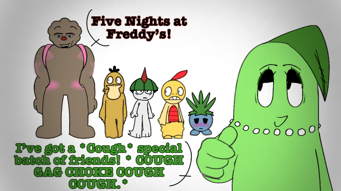Freaksilier's tweet photo. Five nights at Druggie Kids. #Starters #movieunleahsers #Pokémon #Fanart #fagatron https://t.co/I5LxYlrwsh