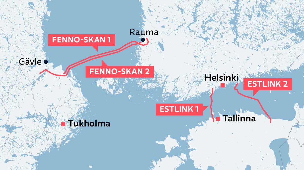 OSINTMilTracker's tweet photo. #BREAKING – #EstLink1 power connection between #Estonia and #Finland went down on the Finnish side on Saturday night
The accident occurred due to a technical malfunction at the converter station in Espoo. The power cable between the two countries is intact. https://t.co/tXhmVaiUnk
