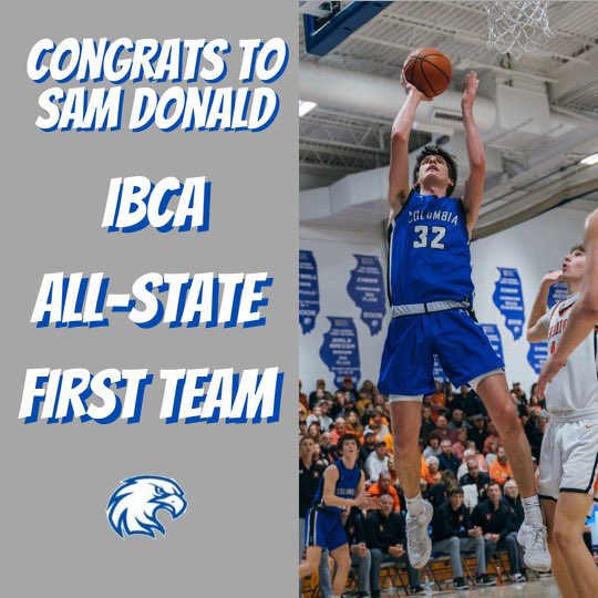 CHSEaglesHoops's tweet photo. Junior Sam Donald was selected as a First Team All-Stater by the IBCA! https://t.co/O1mFfJ3rjs