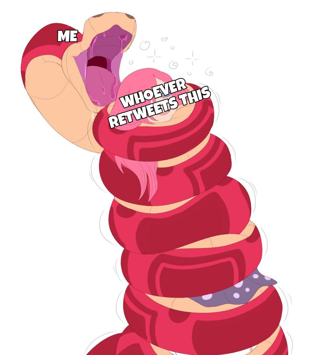 Momentssss like thesssse are a joy, when ssssomebody truly thought they could beat the Crimssson King at a sssstaring contesssst, whom isss willing to try they're luck today~? Ssssspoiler alert, you may end up in a living ssssleeping bag by sssundown~ 😘💝💖 #snakevore #vore #RP