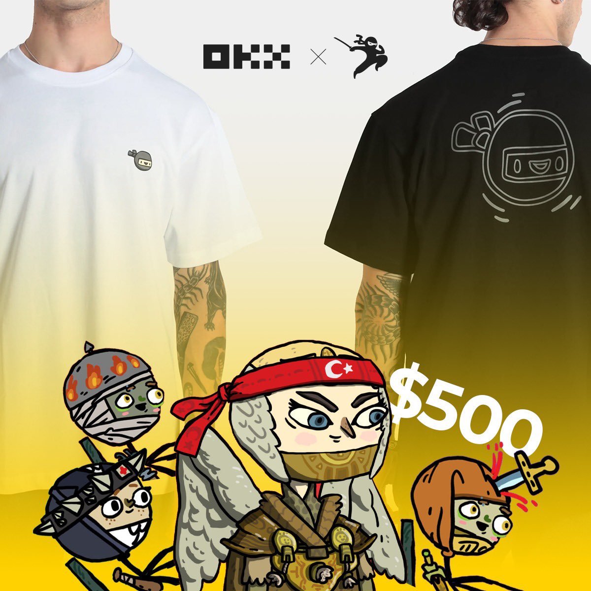 Bull sezonun alevlenmesi ve #OKXTR'nin açılmasını keyifli bir etkinlik ile kutlayalım 🔥 1 Ninja squad NFT ($800) 3 Mfer NFT ($50) 5 Ninja t-shirt ve 10 kişiye toplam 500 USDT 👉 @OKXTurkce @OKXTurkiye @ninjatraderstr takip edip bu tweet'i repostlayip beğenmeniz yeterli.