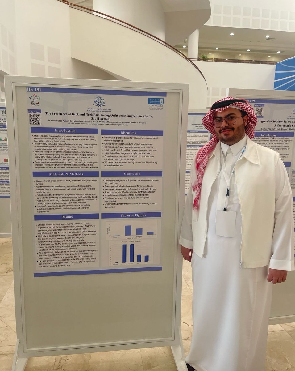 Nasser_AlSunbul's tweet photo. بحمدالله سبحانه وتعالى تم تقديم ورقتنا البحثية في ملتقى الأبحاث السادس للمجلس الطلابي الأول على مستوى طلاب الطب في المملكة، أشكر مشرفي البحث د. @AlzakriA و د. حبيب الله و زملائي في البحث على هذه الفرصة أولا للعمل معهم و ثانيا في الثقة لتقديم البحث في الملتقى 
#MSRF6 https://t.co/z8cQEzI0ZZ