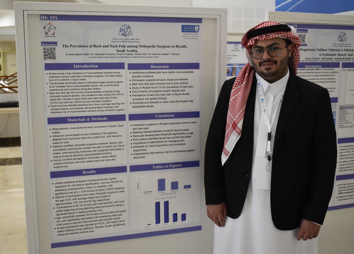 Nasser_AlSunbul's tweet photo. بحمدالله سبحانه وتعالى تم تقديم ورقتنا البحثية في ملتقى الأبحاث السادس للمجلس الطلابي الأول على مستوى طلاب الطب في المملكة، أشكر مشرفي البحث د. @AlzakriA و د. حبيب الله و زملائي في البحث على هذه الفرصة أولا للعمل معهم و ثانيا في الثقة لتقديم البحث في الملتقى 
#MSRF6 https://t.co/z8cQEzI0ZZ