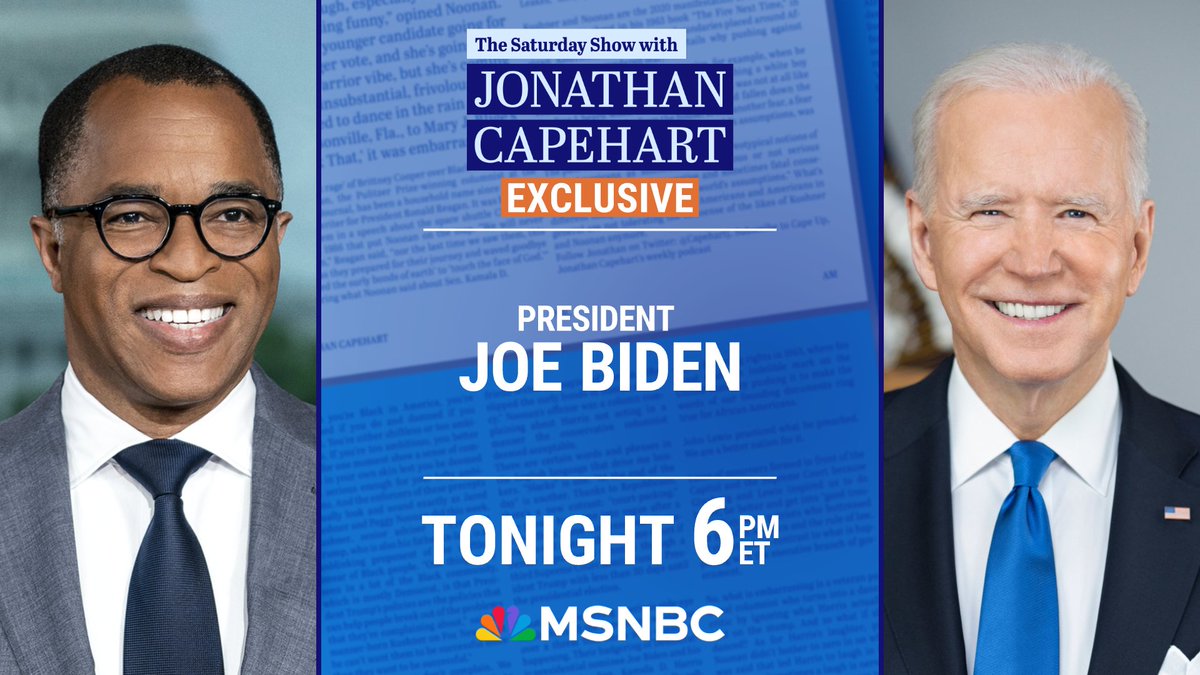 TONIGHT: President Biden sits down with @CapehartJ for an exclusive first interview following his State of the Union address. Tune in at 6pm ET on MSNBC.