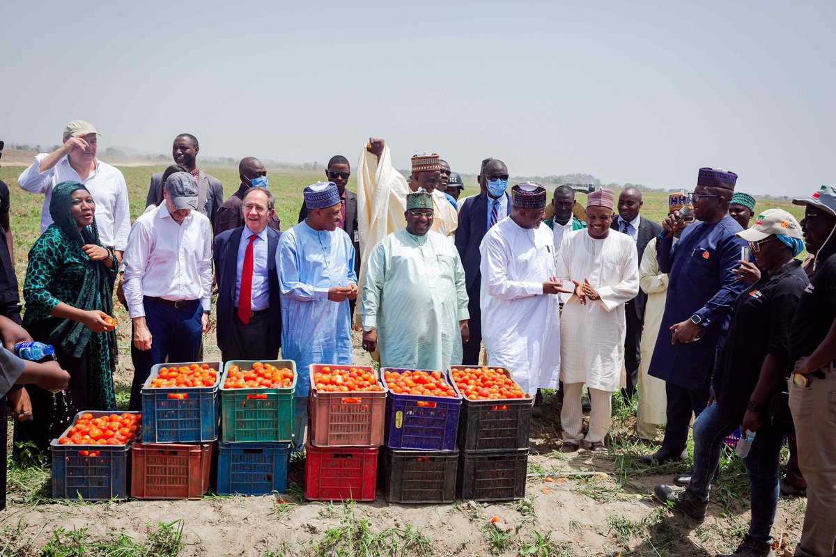atikuabagudu's tweet image. I felt fulfilled on Friday as @officialABAT, represented by my brother and Minister of Agriculture and Food Security, @SenatorAKyari inaugurated the 2,400 tonnes GB Foods tomatoe  farm and concentrate factory in Ngaski, Kebbi State.