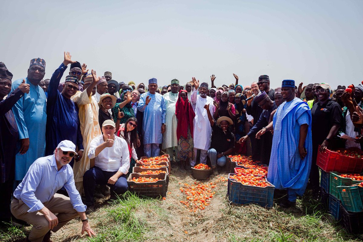 atikuabagudu's tweet image. I felt fulfilled on Friday as @officialABAT, represented by my brother and Minister of Agriculture and Food Security, @SenatorAKyari inaugurated the 2,400 tonnes GB Foods tomatoe  farm and concentrate factory in Ngaski, Kebbi State.