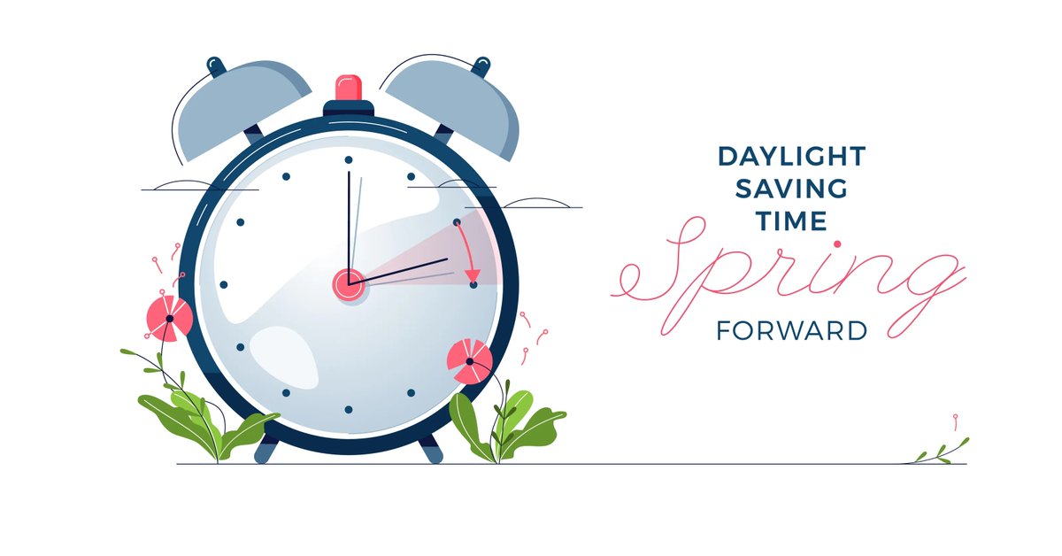 PUMBC's tweet photo. 🌞 Don't forget to spring forward this weekend! ⏰ Daylight Saving Time begins on Sunday, March 10th. Remember to set your clocks one hour ahead before you go to bed on Saturday night. Enjoy the longer days and the extra sunshine! ☀️ #DaylightSavingTime #SpringForward https://t.co/Hrpb3LjrFN