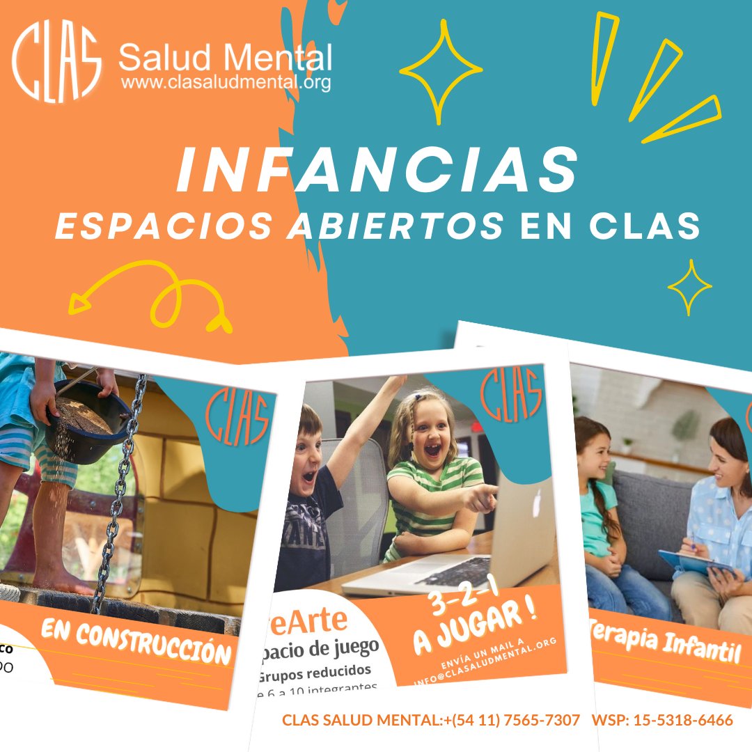ClasSalud's tweet photo. Infancias. #Terapia a Medida 🌟

3 Propuestas diseñadas especialmente pensando en las necesidades de la #infancia

🎈Espacio "En Construcción" 🎈"CreArte" Espacio De Juego 🎈Terapia Infantil (Sesiones)

✨ Agendar Cita ☎ +(54 11) 7565-7307 - WSP: 15-5318-6466 https://t.co/tXY62obyGU