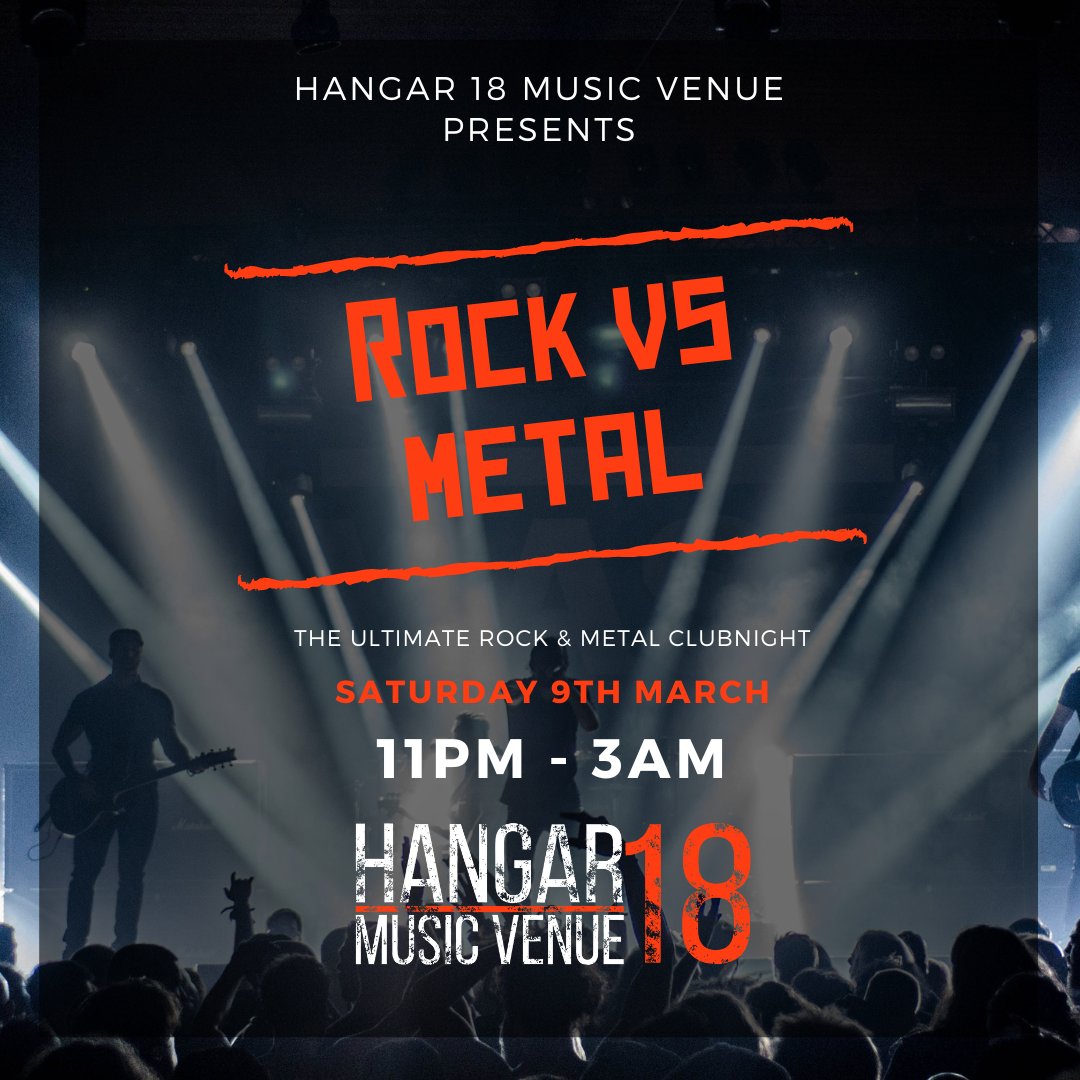 Tonight at Hangar 18 Music Venue - RvM - The Ultimate Rock &amp; Metal Club Night - Doors open 11pm - Open until 3am

Free tickets available h18mv.co.uk/RvM