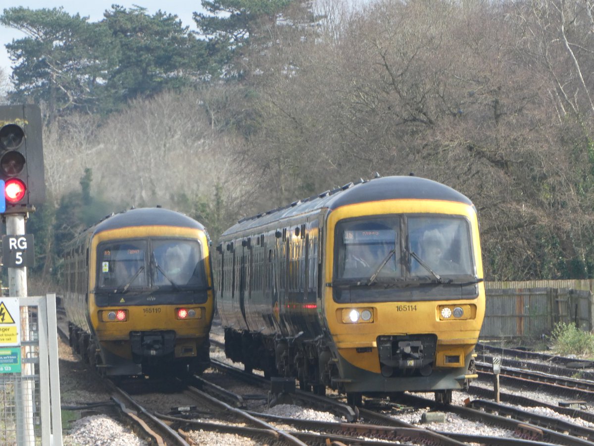 British Rail Class 165s, 165110 & 165114 in Great Western Railway livery at Reigate.