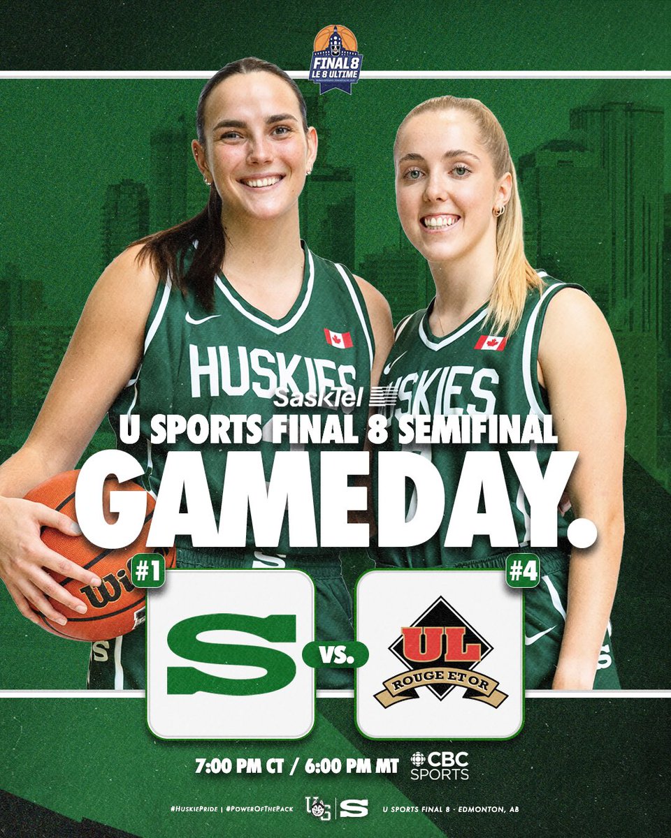 A berth in Sunday’s National Championship game on the line 😤 🆚: Laval Rouge et Or ⏰: 7:00 pm CT / 6:00 pm MT 📍: Edmonton 💻: cbcsports.ca, CBC Sports YouTube & CBC Gem 📱: CBC Sports App #HuskiePride | #PowerOfThePack