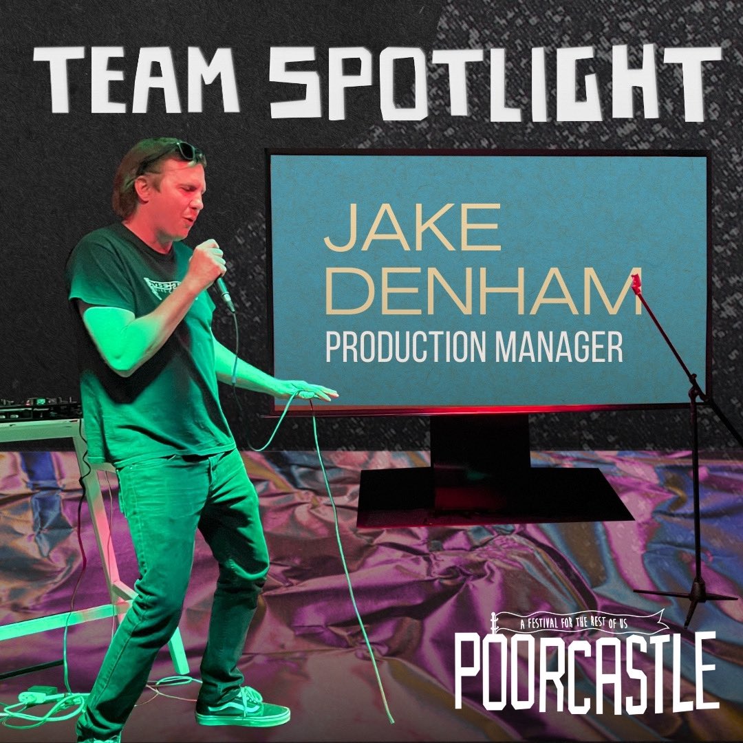 Jake Denham, Production Manager and karaoke master extraordinaire 🎤 A familiar face in the local music scene, Jake graced the Poorcastle stage with Typhoid Beach in 2019. He joined the Poorcastle team in 2023, and has been saving the day ever since. 🙌 🎶 #Poorcastle May 17-19