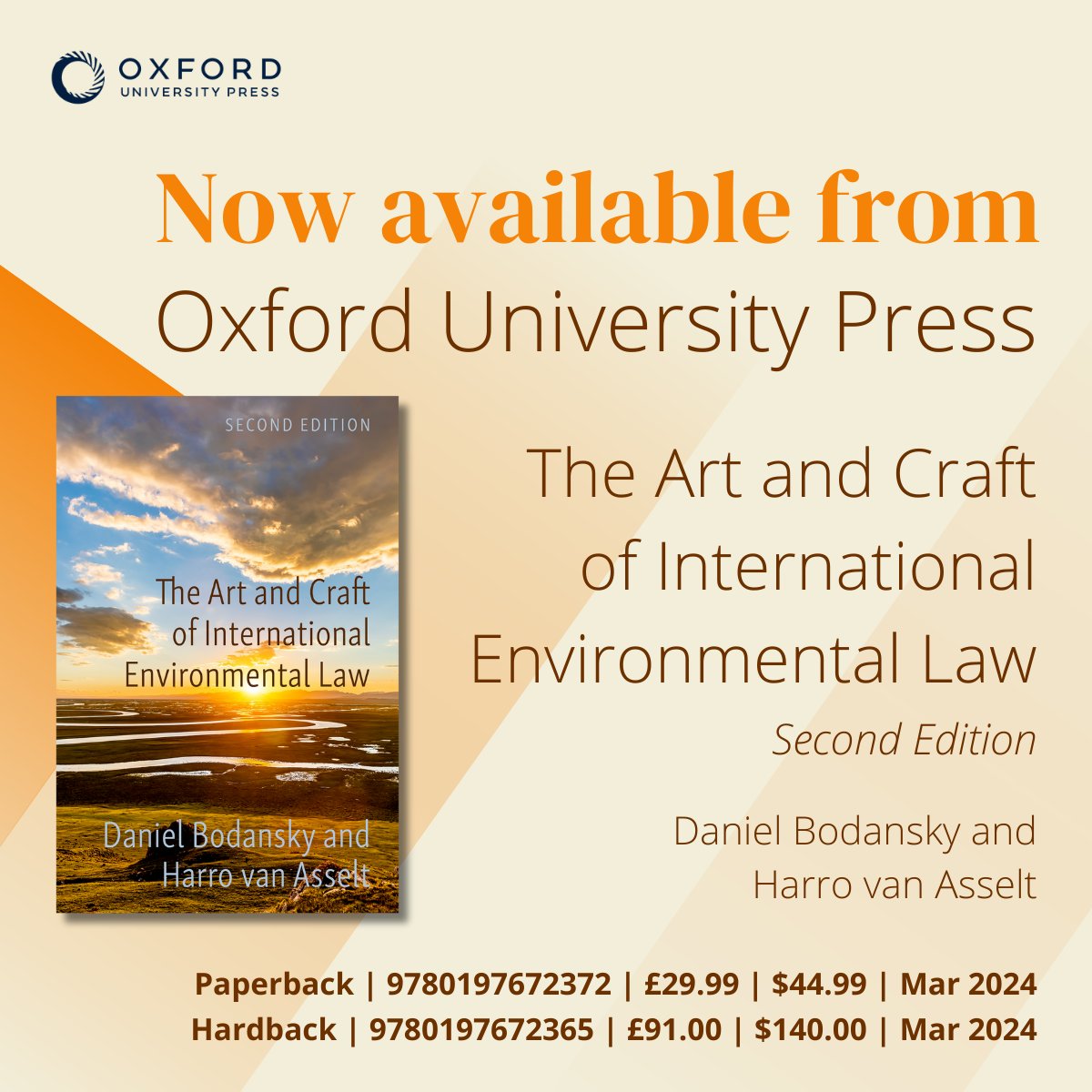 'The Art and Craft of International Environmental Law' by @harrovanasselt and Daniel Bodansky is a sophisticated yet highly readable introduction to the topic. Now fully updated for its second edition. Learn more 📙 oxford.ly/3v28LCc