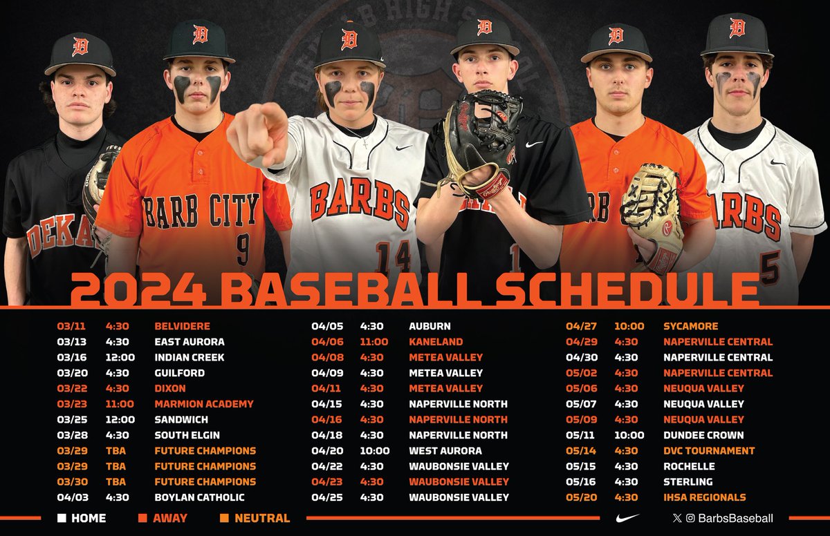 BarbsBaseball's tweet photo. 2024 DeKalb Baseball Schedule! #GoBarbs https://t.co/DaEz2dAG9D