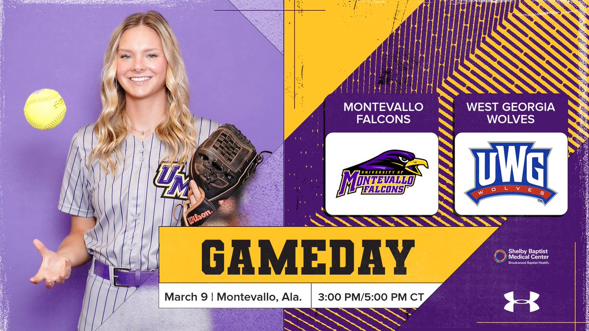 🥎GAMEDAY🥎

The Falcons return to Orr Park as they take on West Georgia in a Saturday double-header🔥

🆚 West Georgia
⏰ 3 PM/5 PM
📍 Montevallo, Ala.
🏟️ Softball Stadium at Orr Park
📺 shorturl.at/gkJZ9
📊 shorturl.at/eCHW4 

#TogetherWeRise