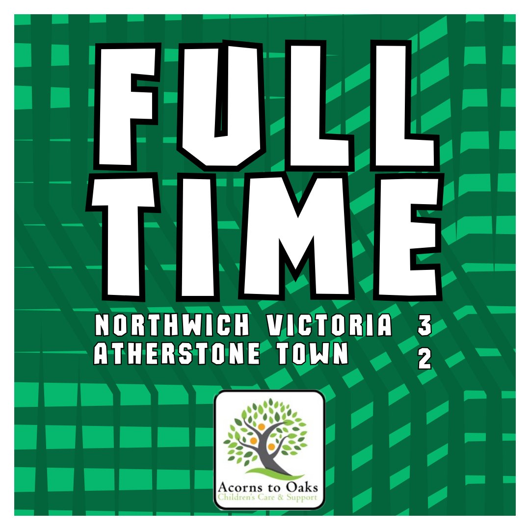 NorthwichVicsFC's tweet photo. FULL TIME

🟢⚪ Northwich Victoria | 3
⚪🔴 Atherstone Town | 2

⚽⚽ Sam Unwin
⚽ Max Chimenes https://t.co/le5dx48E0y