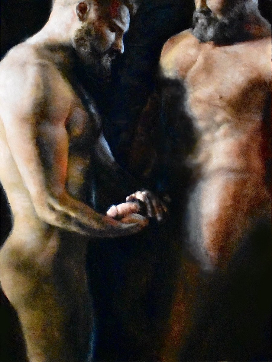 BenjamineLester's tweet photo. This series is coming together beautifully. Here’s the 5th installment, 9x12 300
#oilpaint #lgbtart #art #erotica https://t.co/NySLVPMX5J