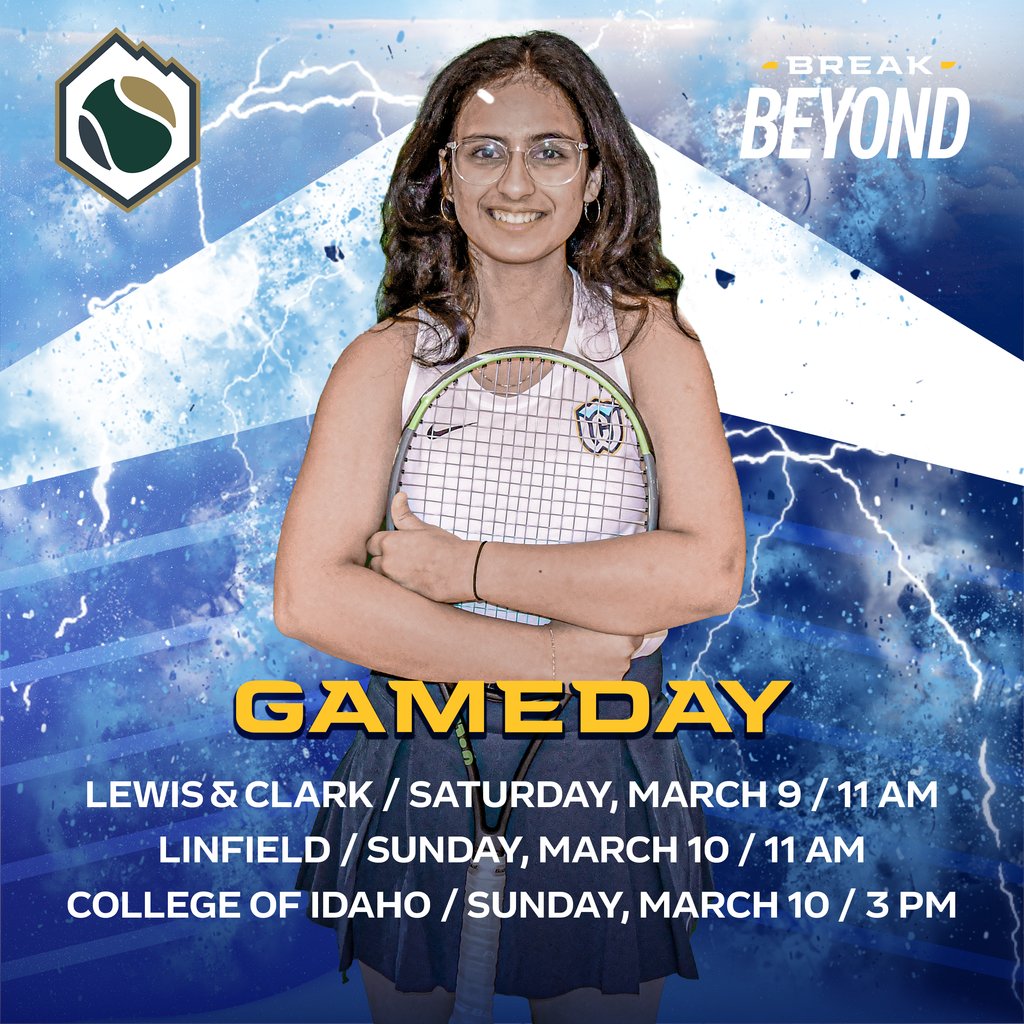 Women's tennis back in action for a trio of home matches this weekend! Blues face Lewis &amp; Clark on Saturday (11am), and Linfield (11am) and College of Idaho (3pm) on Sunday. Good luck ladies! #breakbeyond