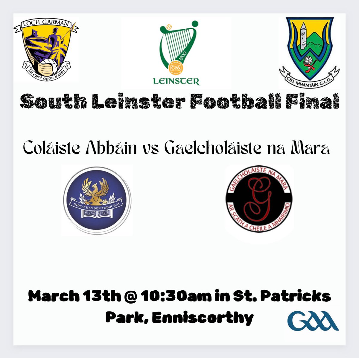 Meet our captain ahead of next week’s South Leinster Junior Football final against @gaelcholaiste_na_mara . Thomas plays his football with @adamstown_gaa_club. The lads are looking forward to the game and would appreciate your support. Get your #ColáisteAbbáinabú
