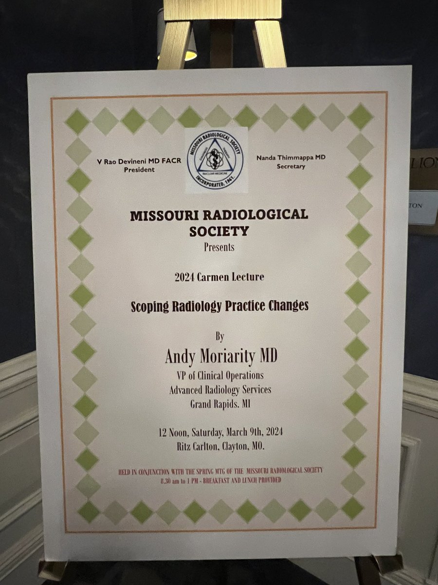 .@andykmoriarity speaking NOW at the @MORadSoc Spring Meeting as the invited Carmen Lecturer. We appreciate him offering his time and expertise! #radvocacy #radleader