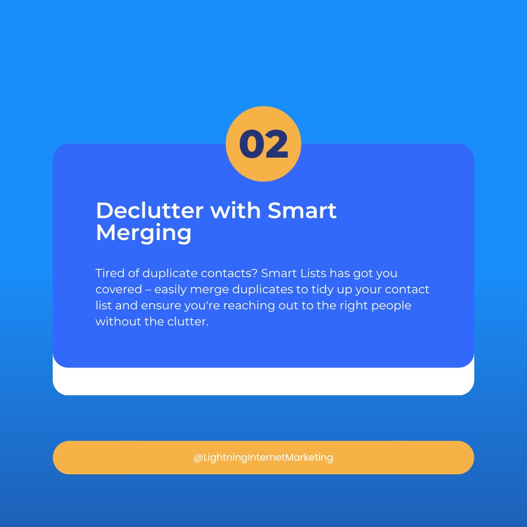 lightningim_com's tweet image. Here are 3 tips to effortlessly manage your contacts.👌🏻👌🏻👌🏻
Learn more about Smart Lists and its benefits to your online business in our latest blog post lightningim.com/digital-tools/…
#SmartLists #ContactManagement #DigitalMarketing