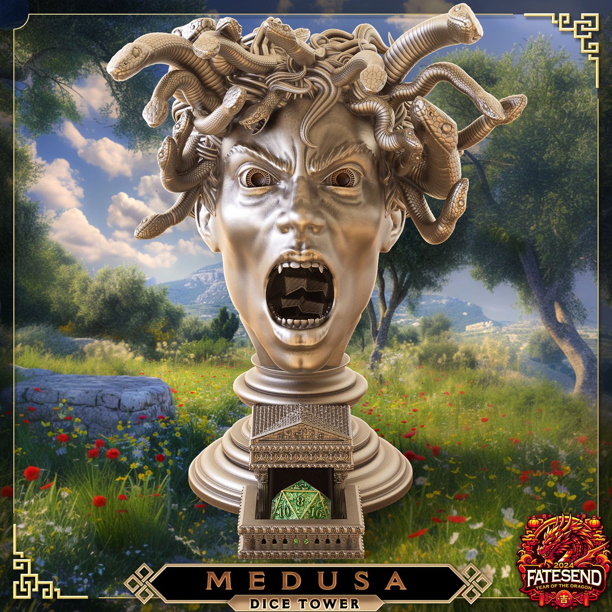 🐍 Will your rolls be petrified or will they charm their way to victory? Dare to meet Medusa's gaze and unlock exclusive designs by joining our Patreon or Tribe today!  linktr.ee/fatesend 

#Medusa #dicetower #3dprinting #dnd #dungeonsanddragons #rpg #TTRPG